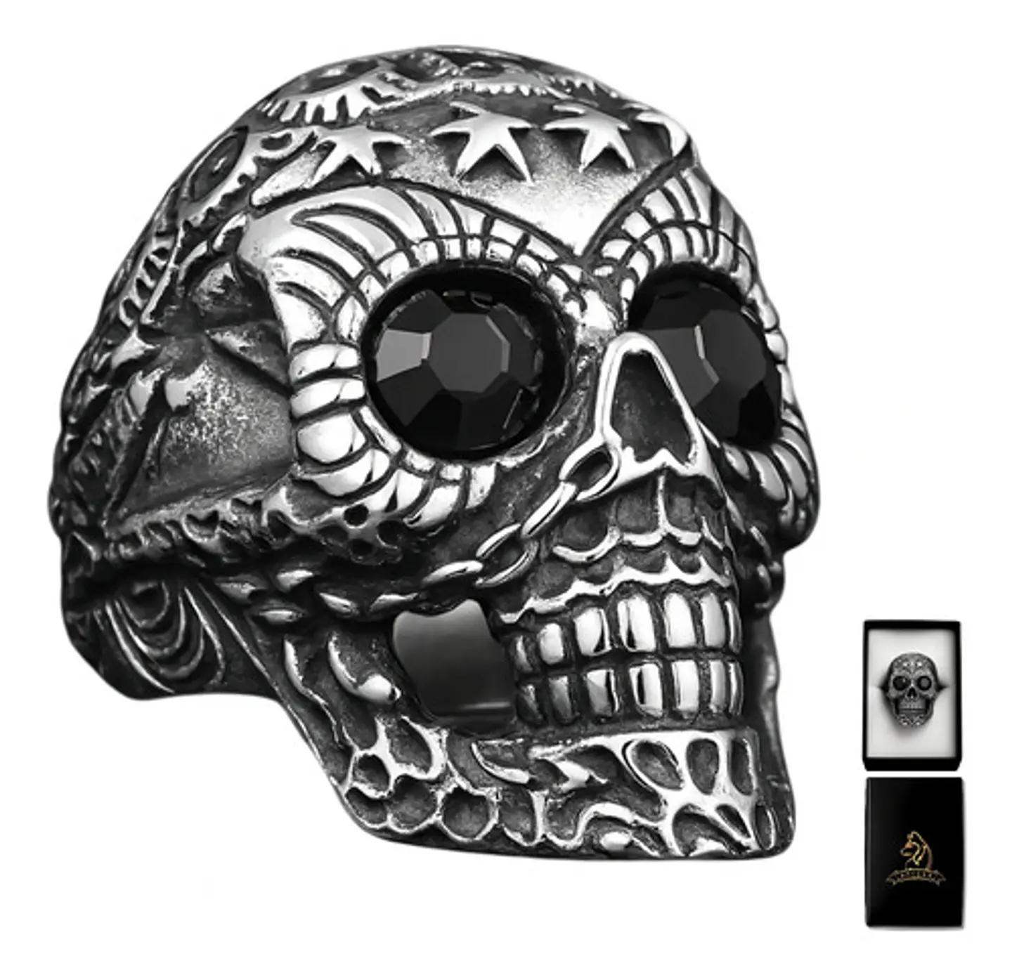 Anillo Cráneo Calavera Skull Gótico Acero Inoxidable Hombre 10