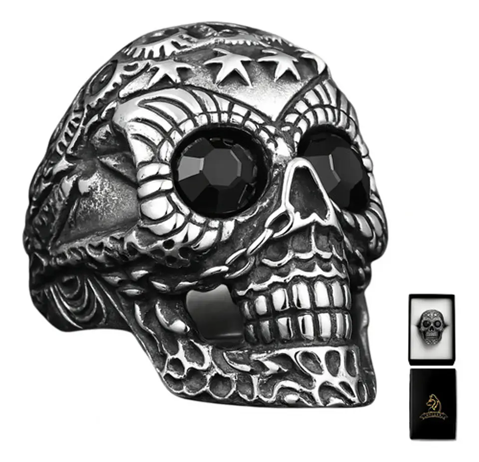 Anillo Cráneo Calavera Skull Gótico Acero Inoxidable Hombre 10