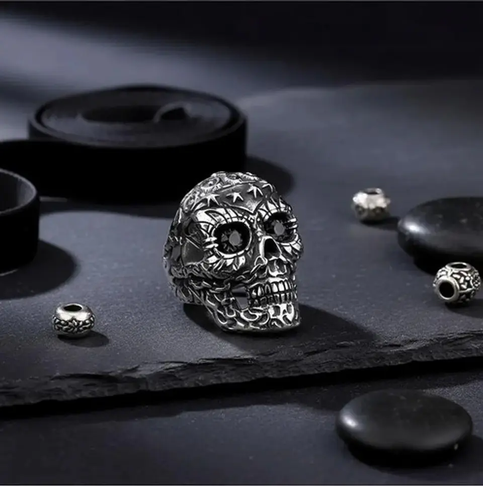 Anillo Cráneo Calavera Skull Gótico Acero Inoxidable Hombre 14