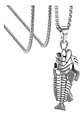 Collar Acero Inoxidable Color Plata Pescado Esqueleto Hombre - Miniatura 1