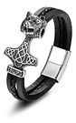 Pulsera Brazalete Acero Inoxidable Lobo Vikingo León Hombre - Miniatura 2