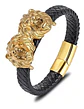 Pulsera Brazalete Acero Inoxidable Lobo Vikingo León Hombre - Miniatura 3