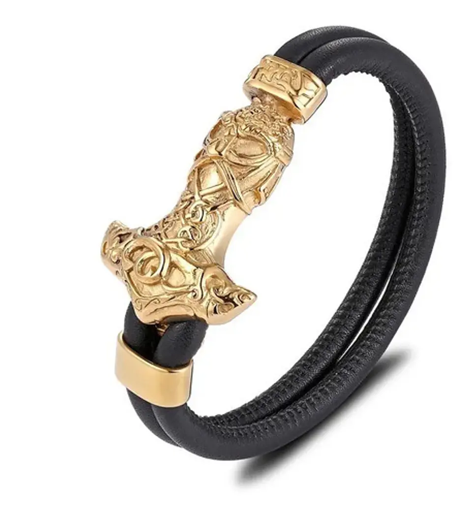 Pulsera Brazalete Acero Inoxidable Lobo Vikingo León Hombre 6