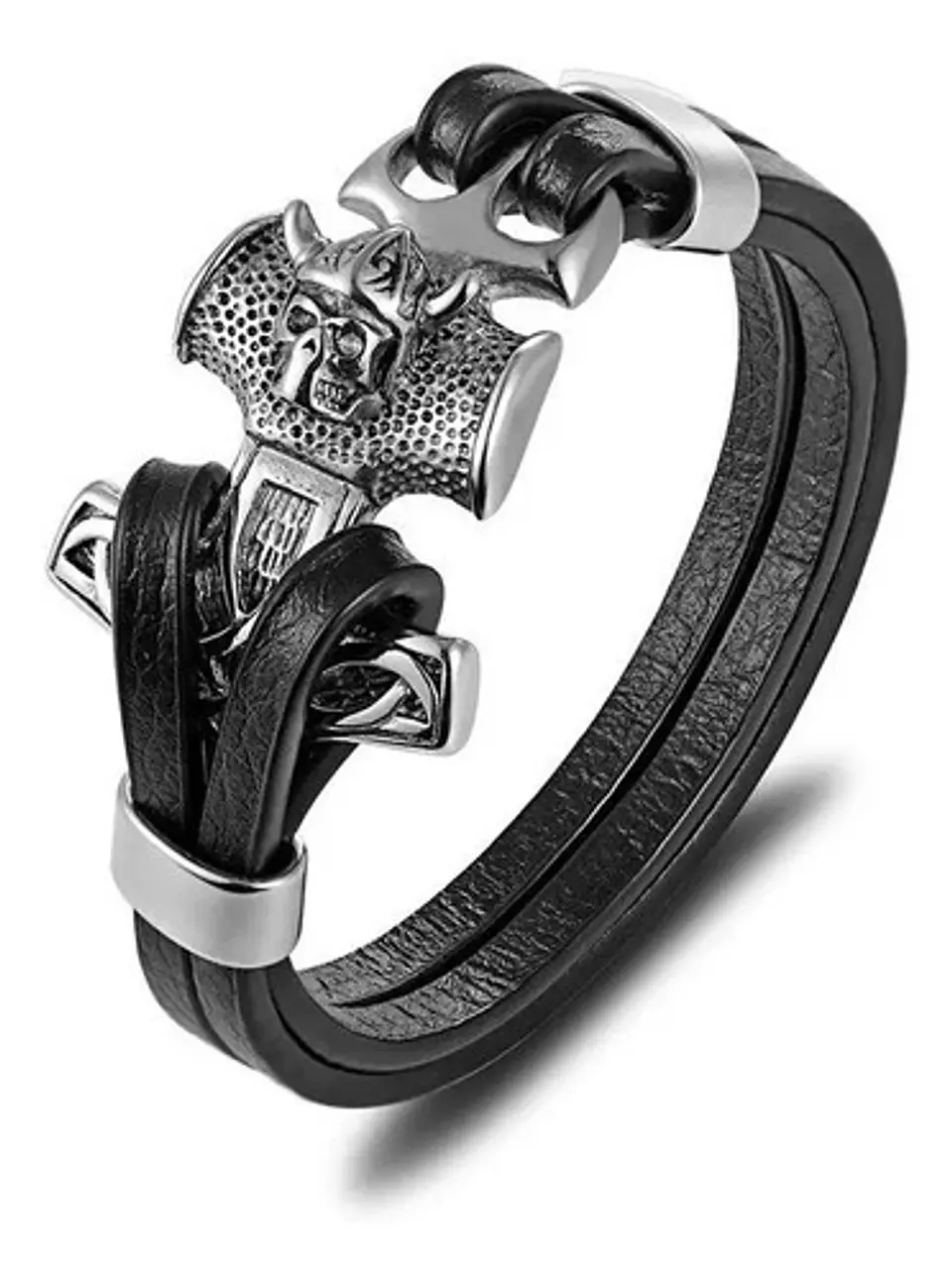 Pulsera Brazalete Acero Inoxidable Lobo Vikingo León Hombre 12