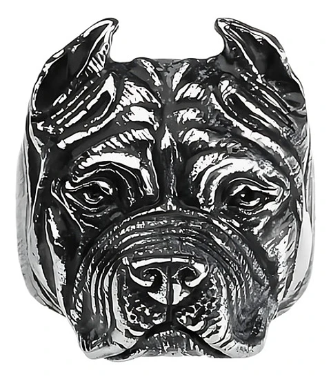 Anillo Acero Inoxidable Pitbull Perro Color Plata Hombre