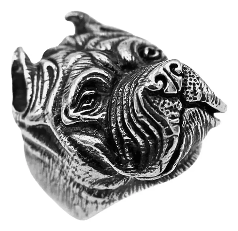 Anillo Acero Inoxidable Pitbull Perro Color Plata Hombre 2
