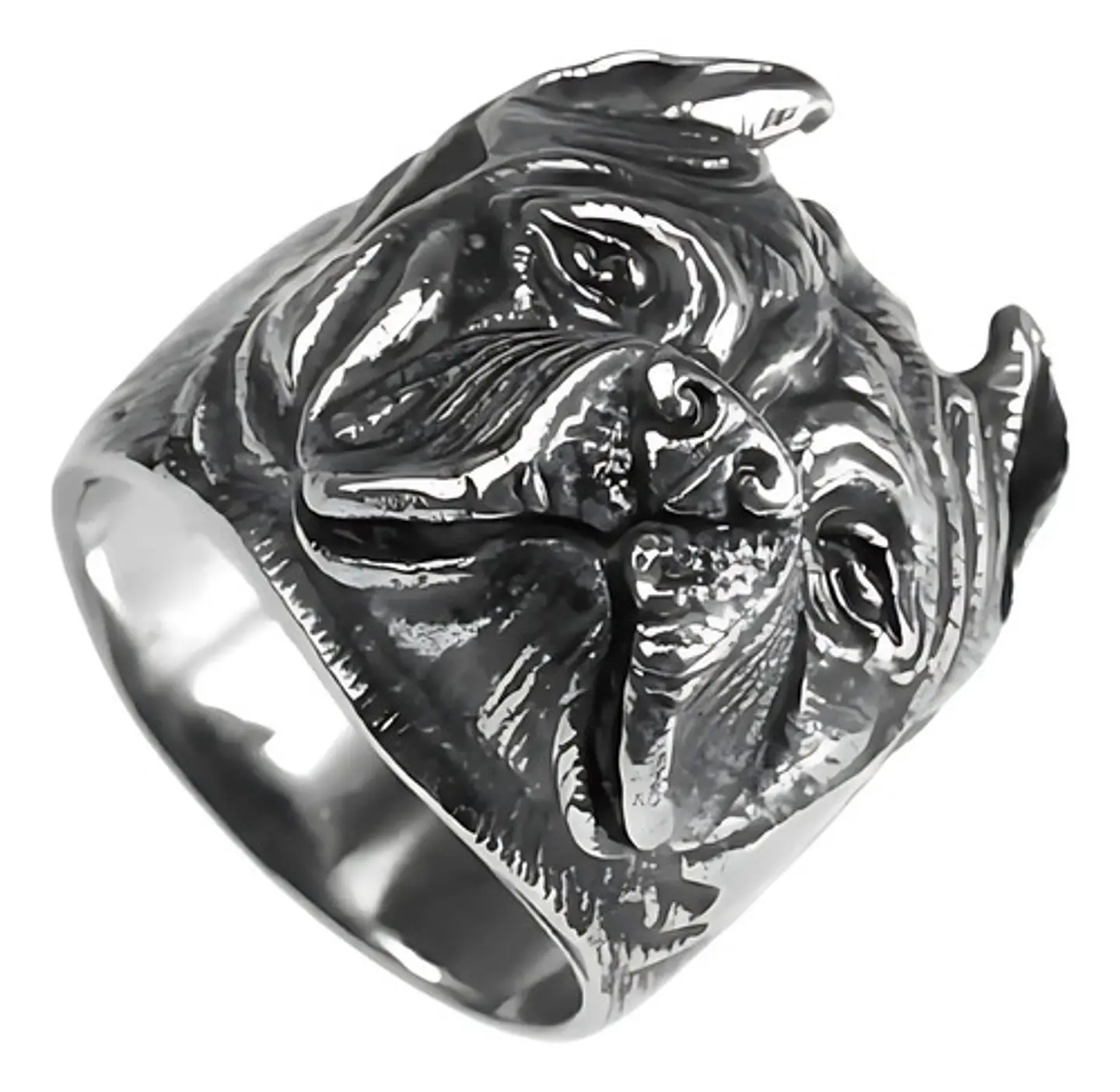 Anillo Acero Inoxidable Pitbull Perro Color Plata Hombre 3