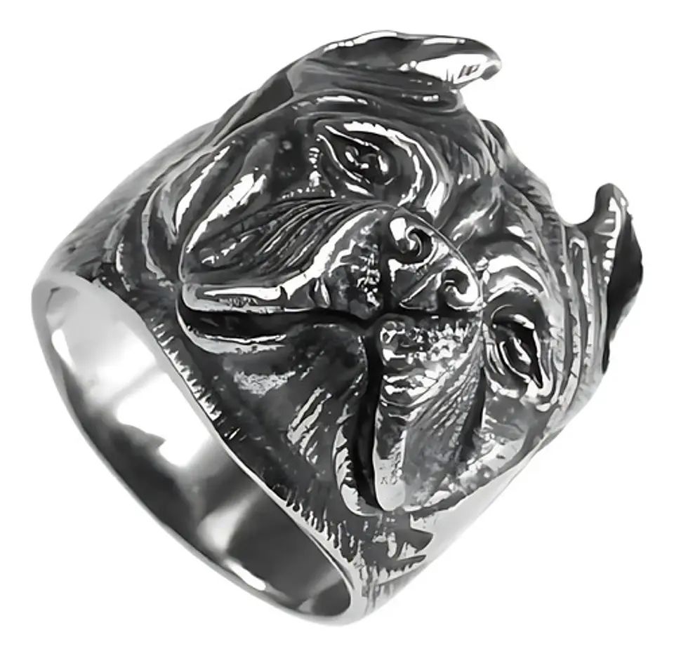 Anillo Acero Inoxidable Pitbull Perro Color Plata Hombre 3
