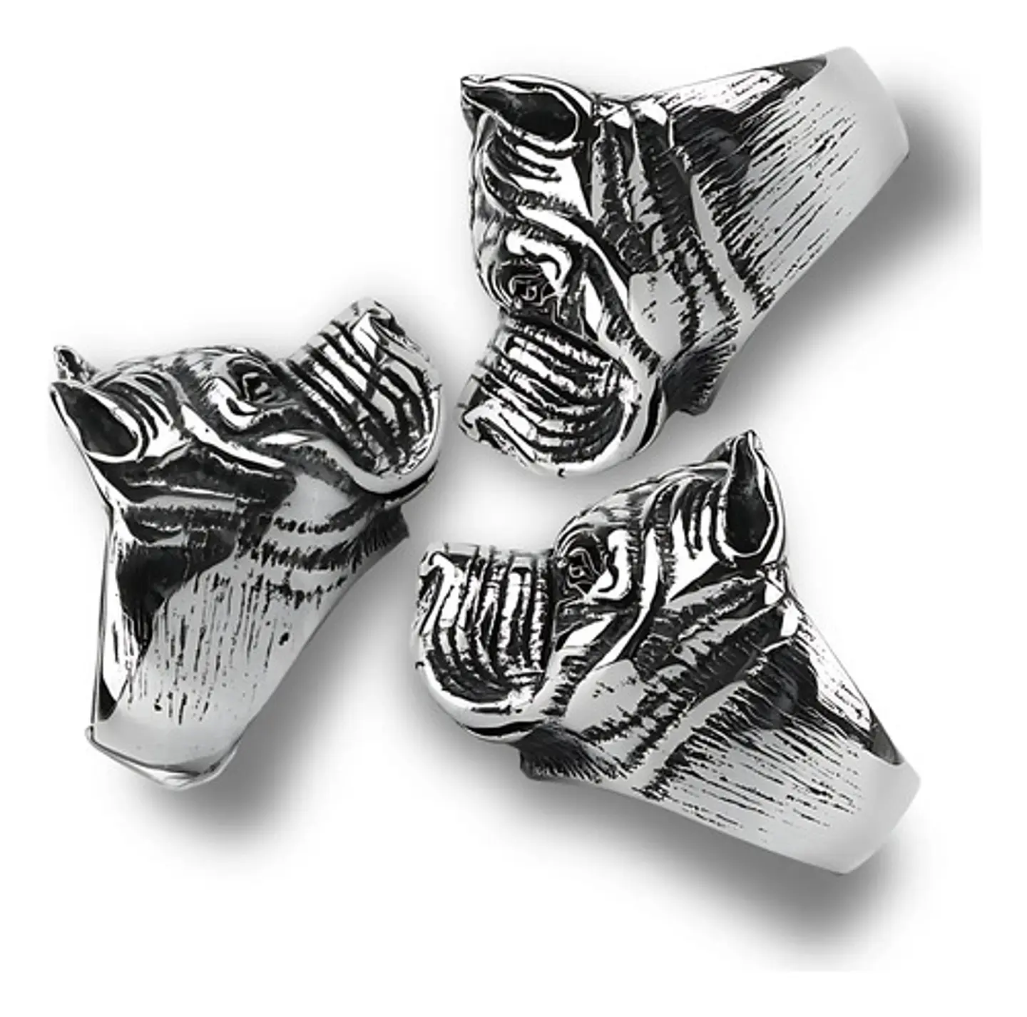 Anillo Acero Inoxidable Pitbull Perro Color Plata Hombre 5