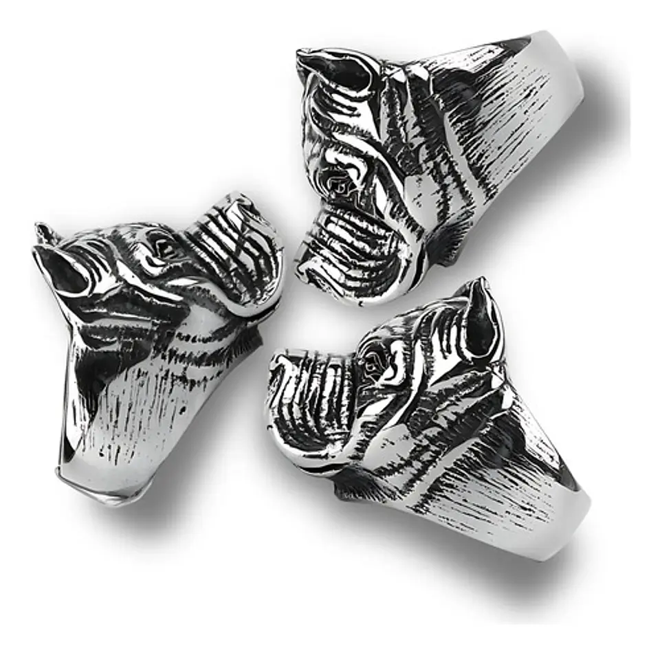 Anillo Acero Inoxidable Pitbull Perro Color Plata Hombre 5
