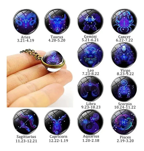 Collar Para Mujer Hombre Cristal Signos Zodiaco Constelación