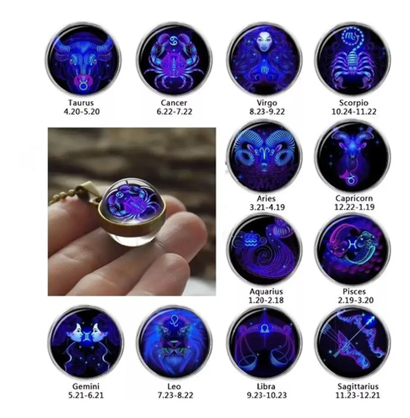 Collar Para Mujer Hombre Cristal Signos Zodiaco Constelación 13