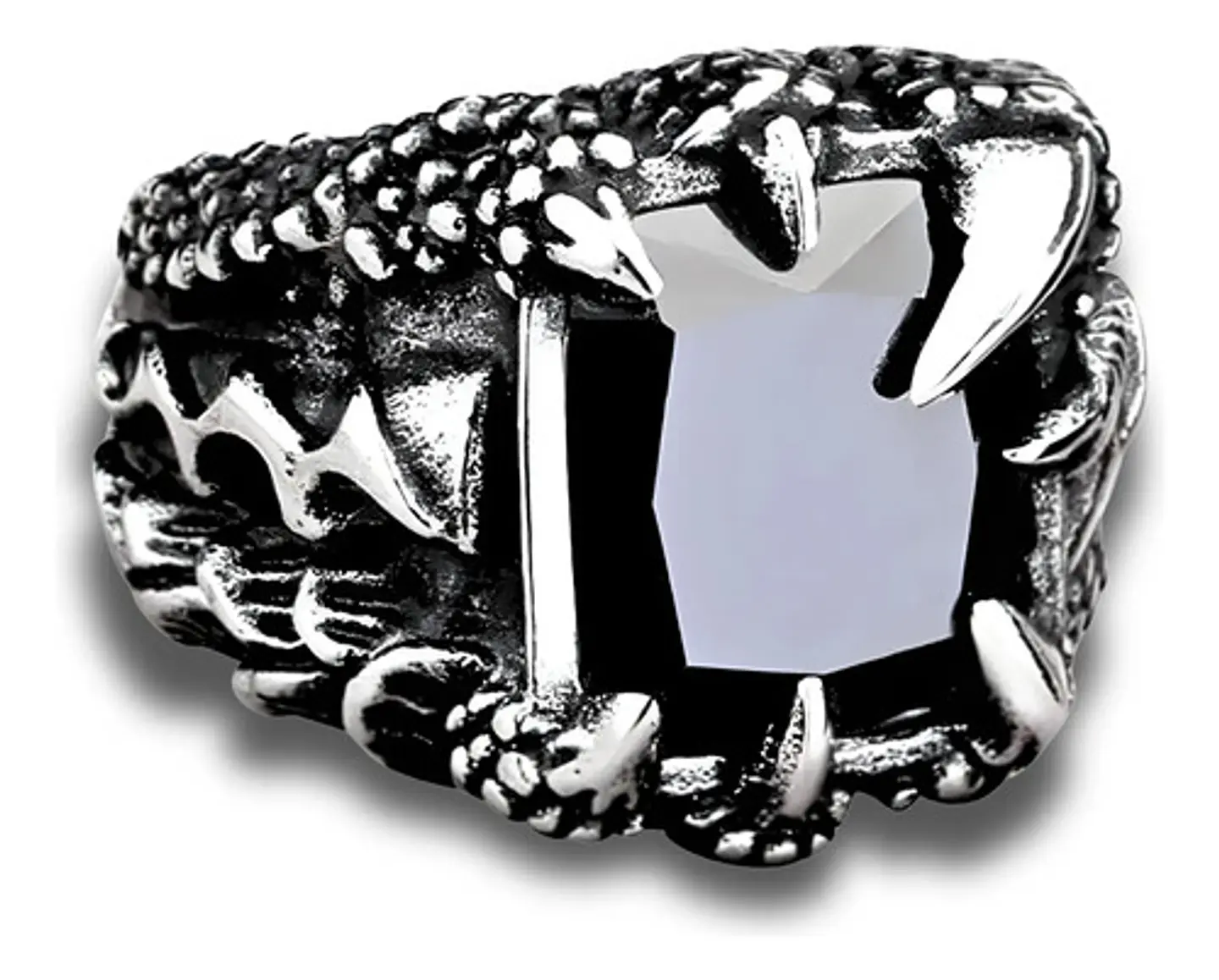 Anillo Acero Inoxidable Piedra Negr Dragón Biker Punk Hombre 3