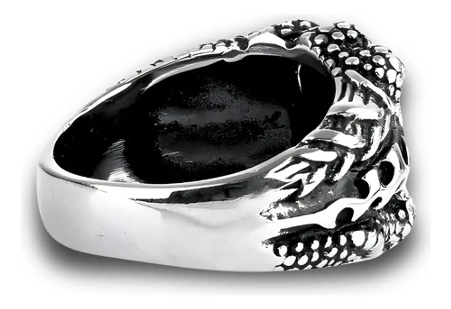 Anillo Acero Inoxidable Piedra Negr Dragón Biker Punk Hombre 4