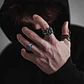 Anillo Acero Inoxidable Piedra Negr Dragón Biker Punk Hombre - Miniatura 7