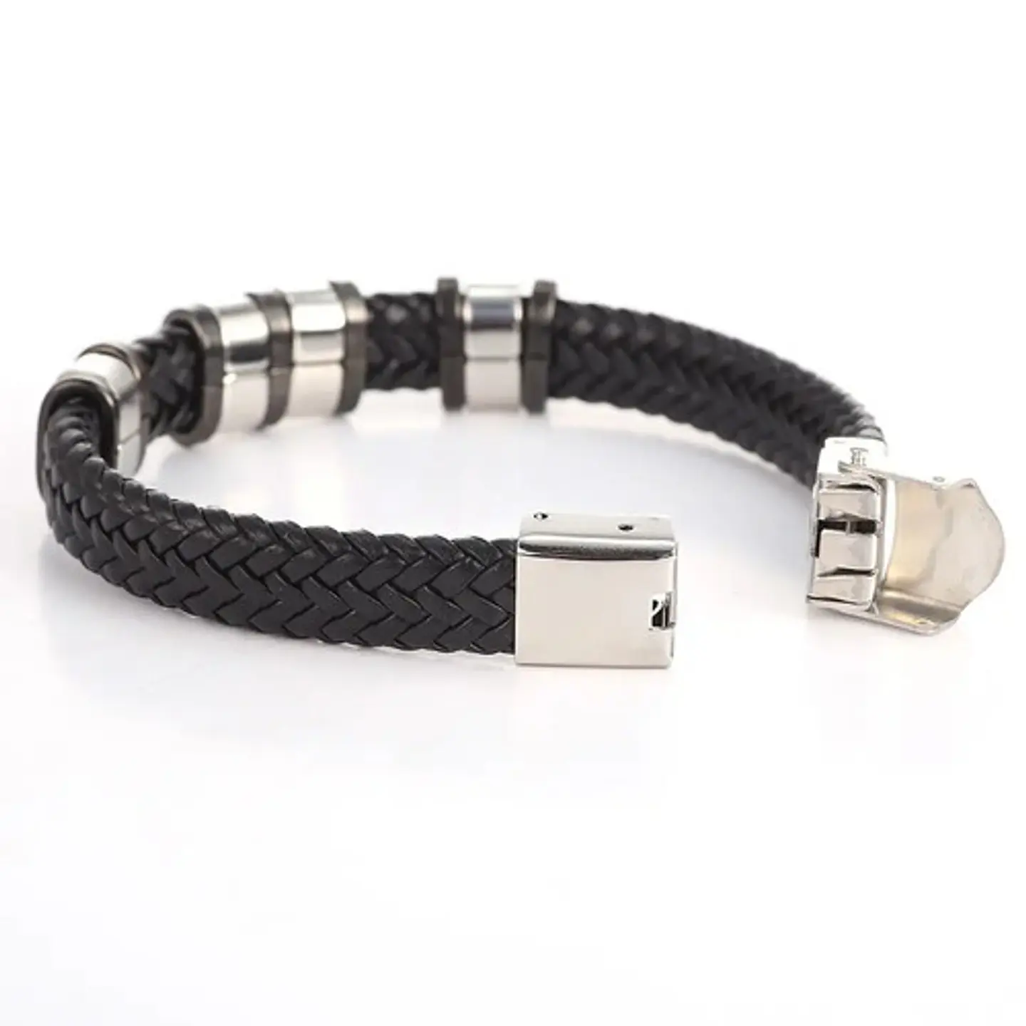 Pulsera Brazalete En Goma Caucho Acero Inoxidable Hombre  7