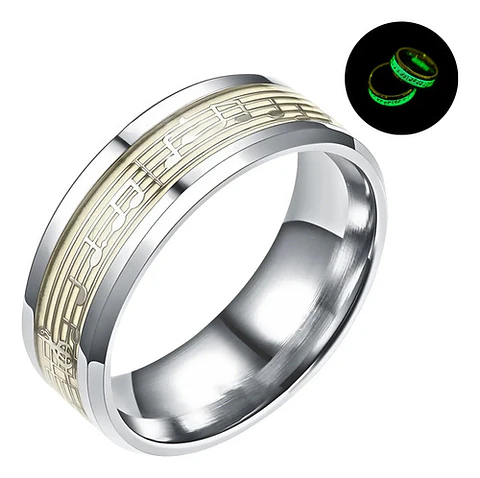Anillo Nota Musical Brilla En La Oscuridad Acero Inoxidable