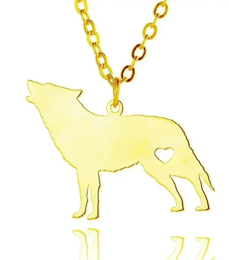 Collar Lobo Nórdico Corazón Acero Inoxidable Hombre Y Mujer 1