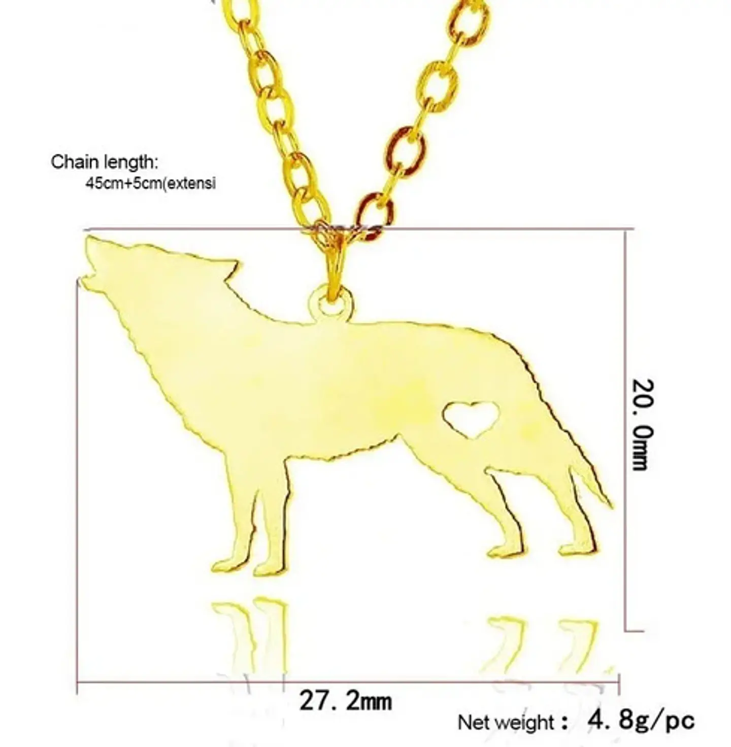 Collar Lobo Nórdico Corazón Acero Inoxidable Hombre Y Mujer 2