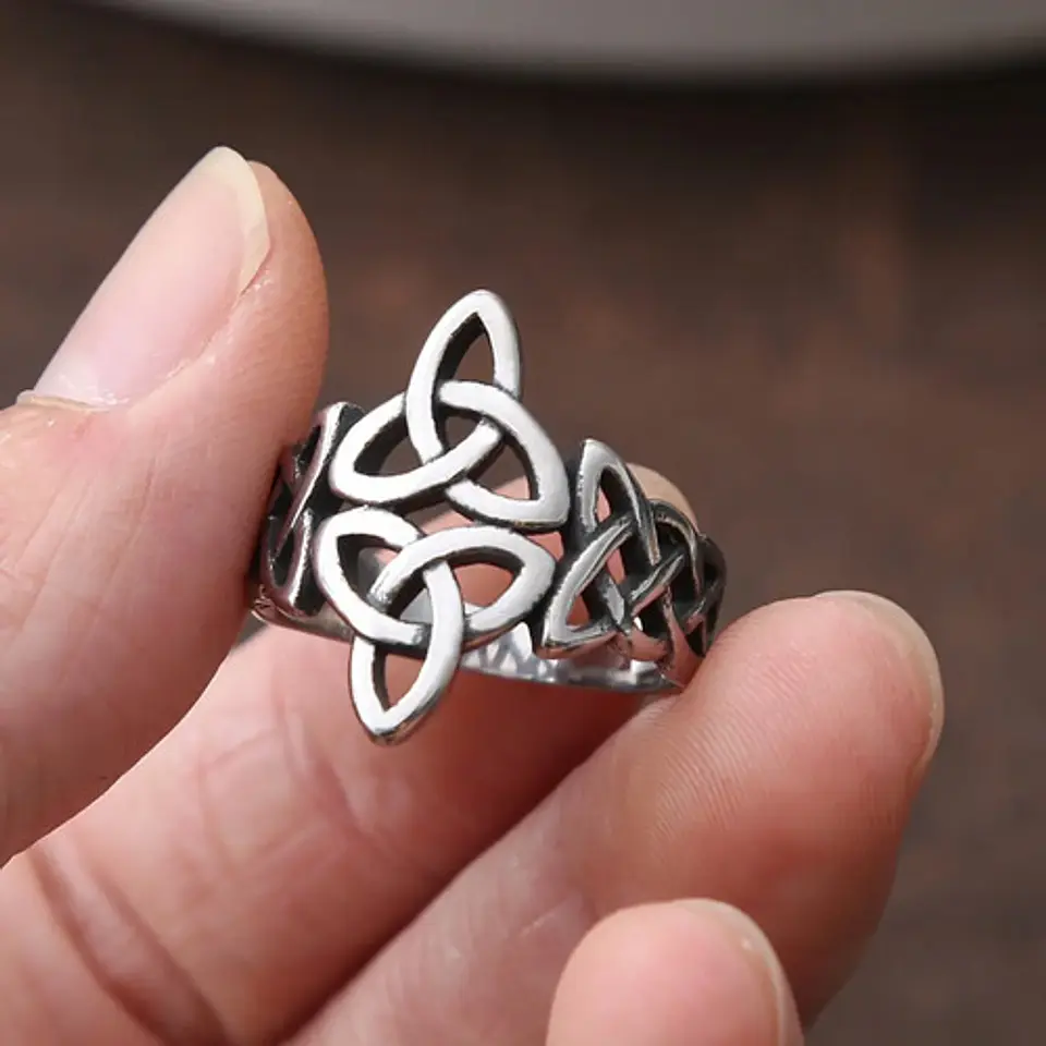 Anillo Color Plata Vikingo Acero Inoxidable Hombre Mujer 6