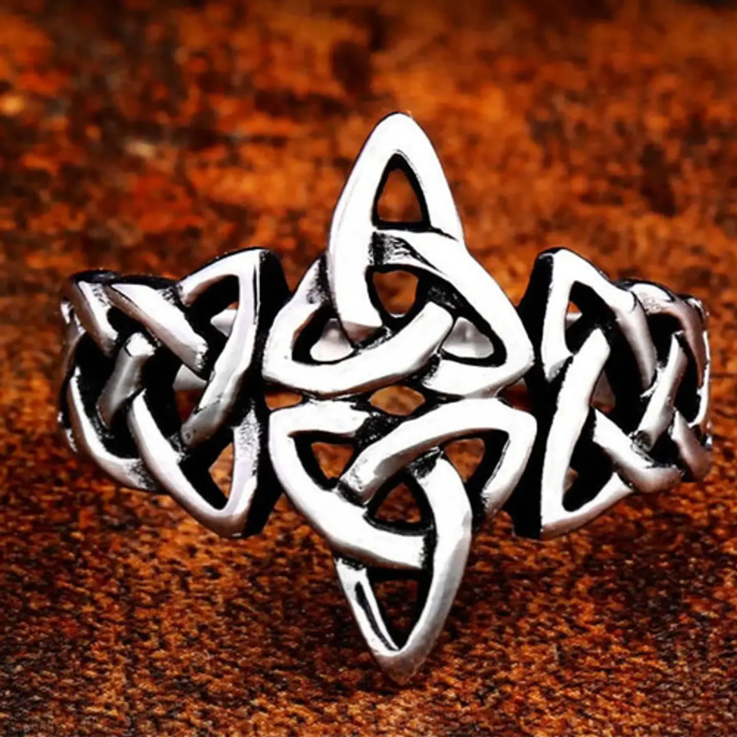 Anillo Color Plata Vikingo Acero Inoxidable Hombre Mujer 8