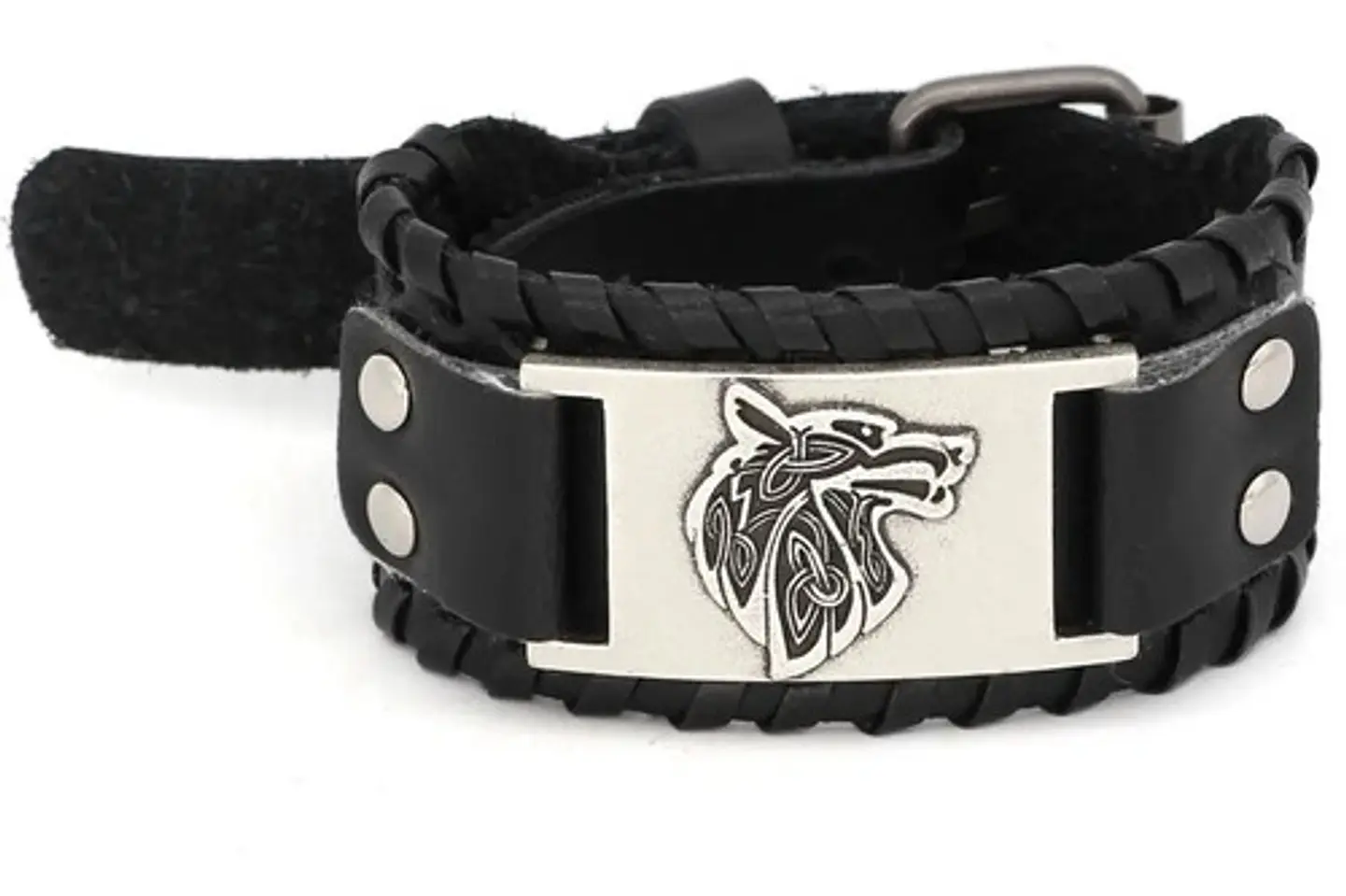 Pulsera Brazalete Cuero Slavo Lobo Odin Vikingo Para Hombre 8
