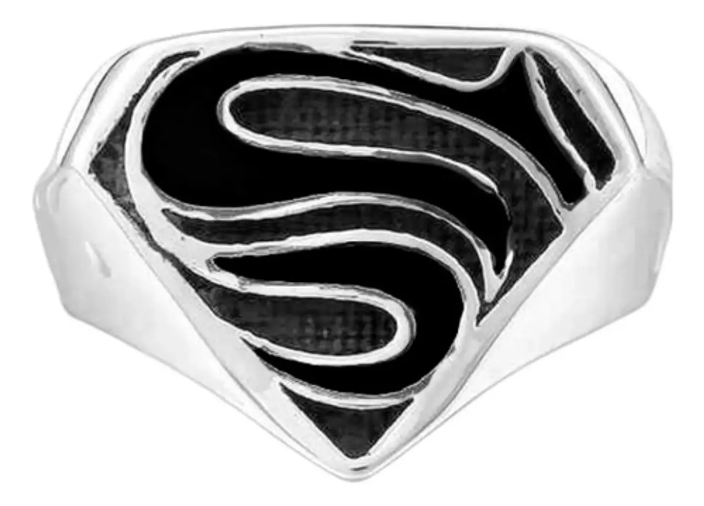 Anillo Argolla Acero Inoxidable Superman Color Plata Hombre 1