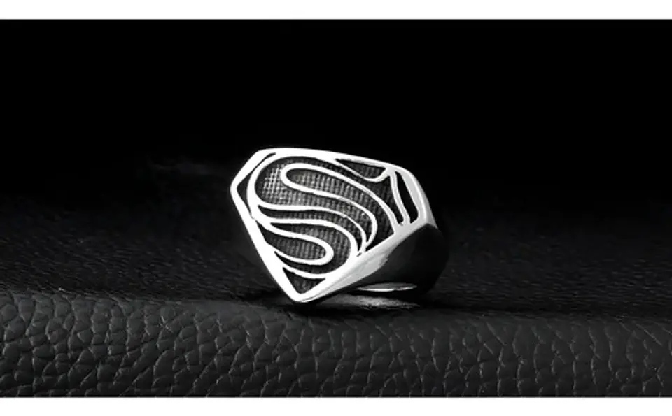 Anillo Argolla Acero Inoxidable Superman Color Plata Hombre 4