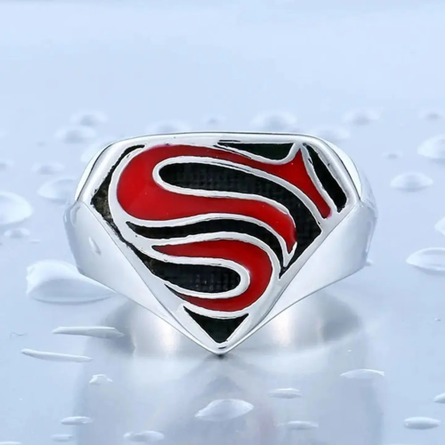 Anillo Argolla Acero Inoxidable Superman Color Plata Hombre 8
