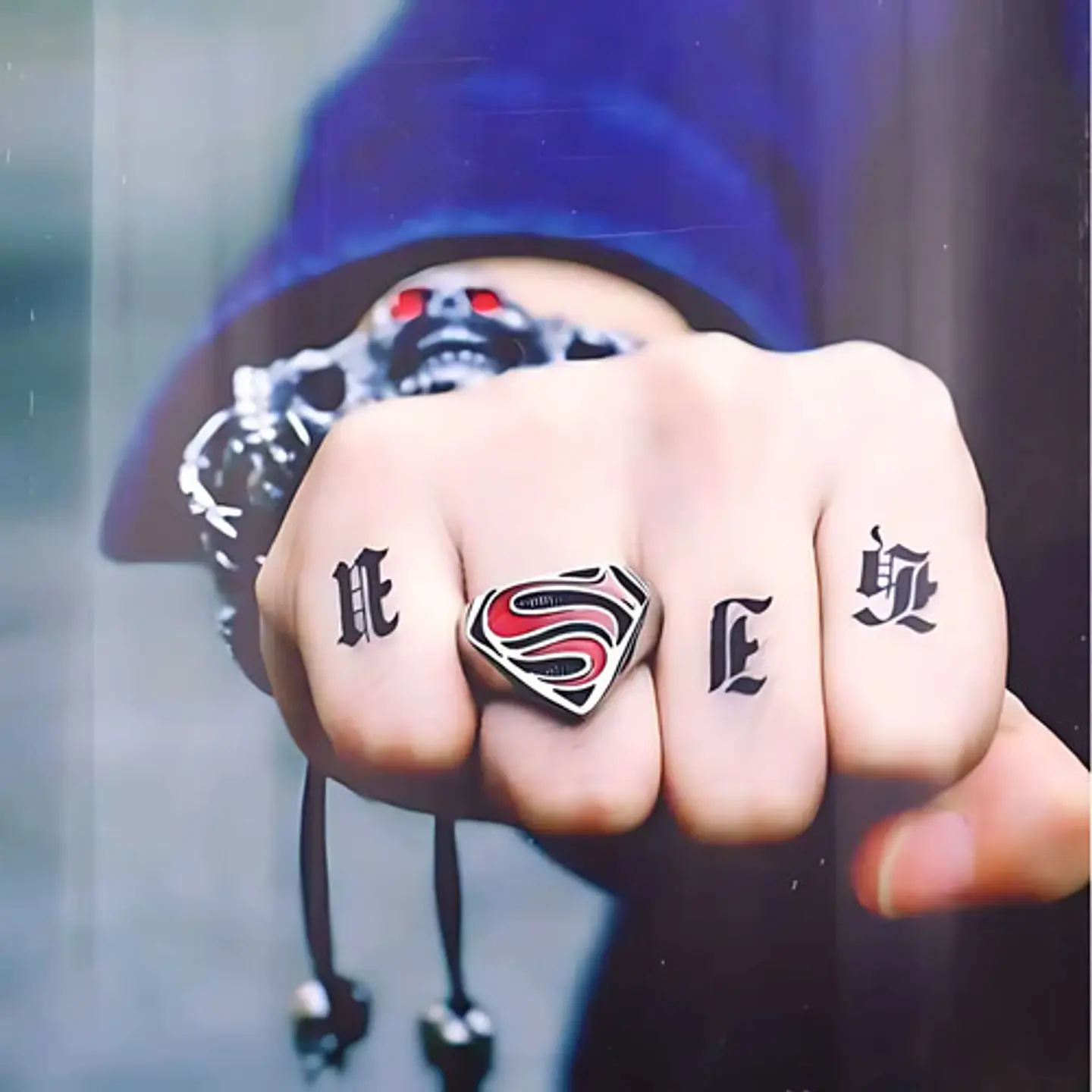 Anillo Argolla Acero Inoxidable Superman Color Plata Hombre 9