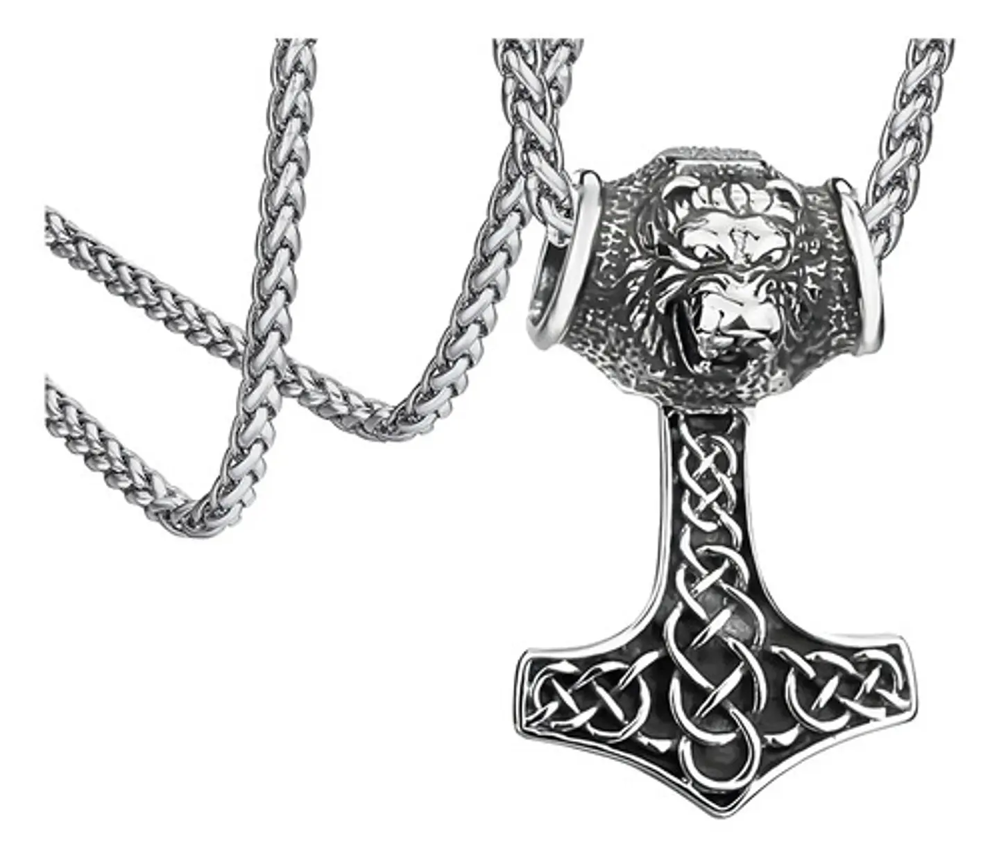 Collar Martillo Vikingo Celta León Acero Inoxidable Hombre 1