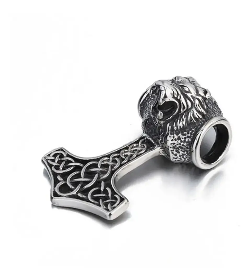 Collar Martillo Vikingo Celta León Acero Inoxidable Hombre 4
