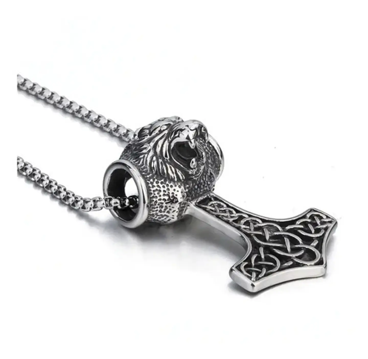Collar Martillo Vikingo Celta León Acero Inoxidable Hombre 5