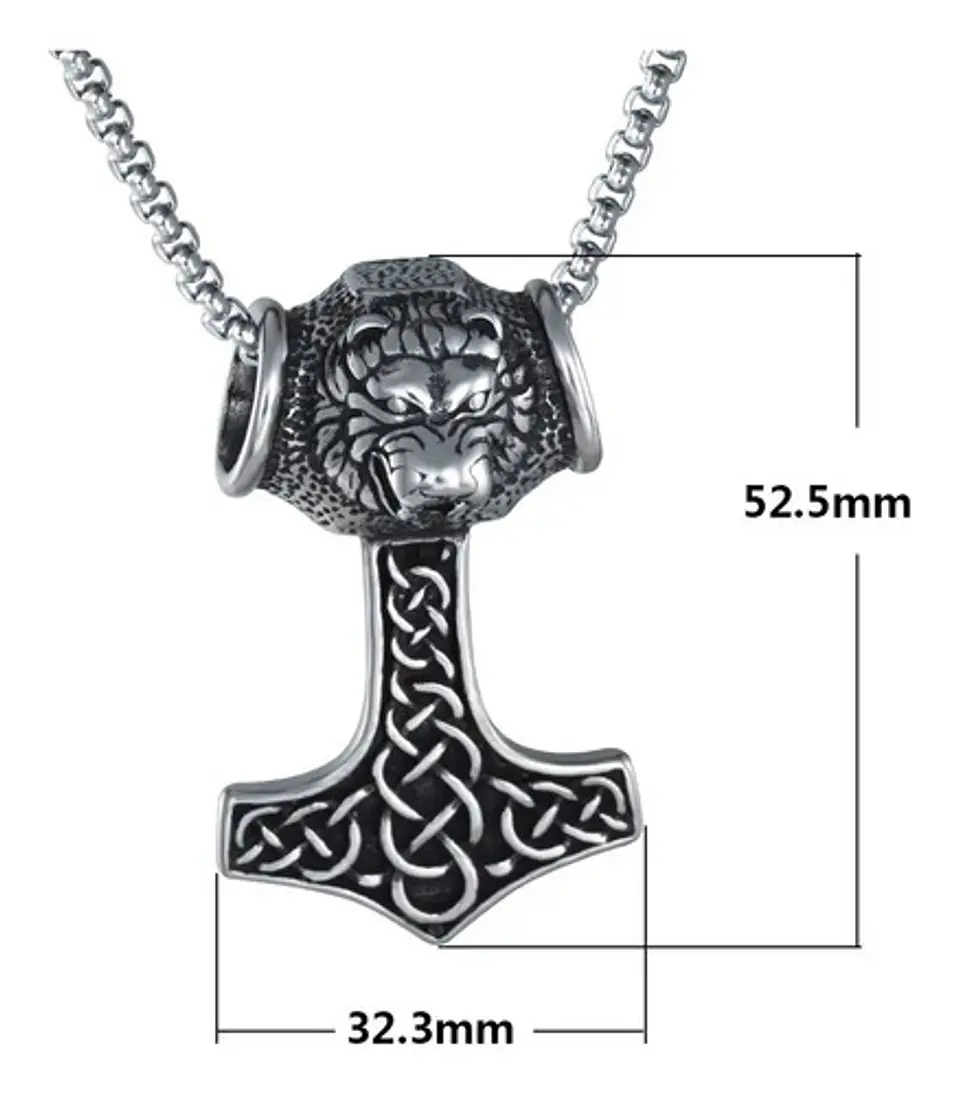 Collar Martillo Vikingo Celta León Acero Inoxidable Hombre 6