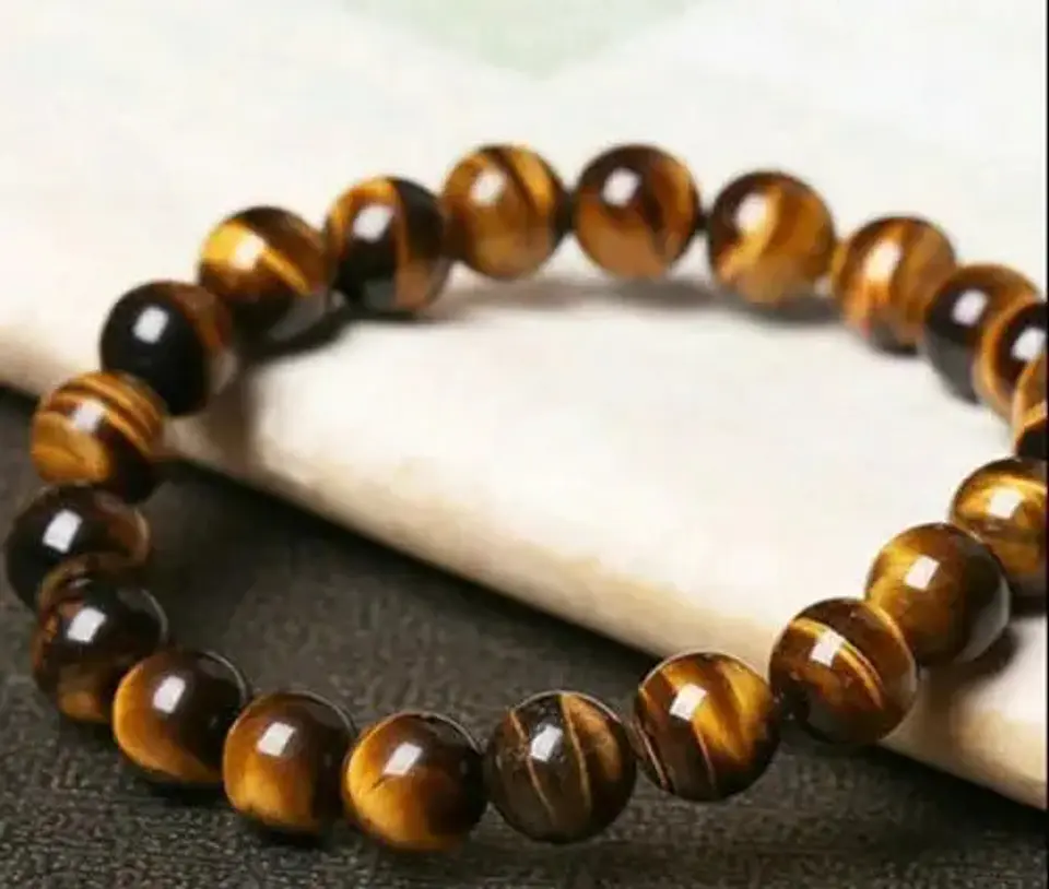 Pulsera Brazalete Piedras Ojo De Tigre Buda Mujer Y Hombre 9