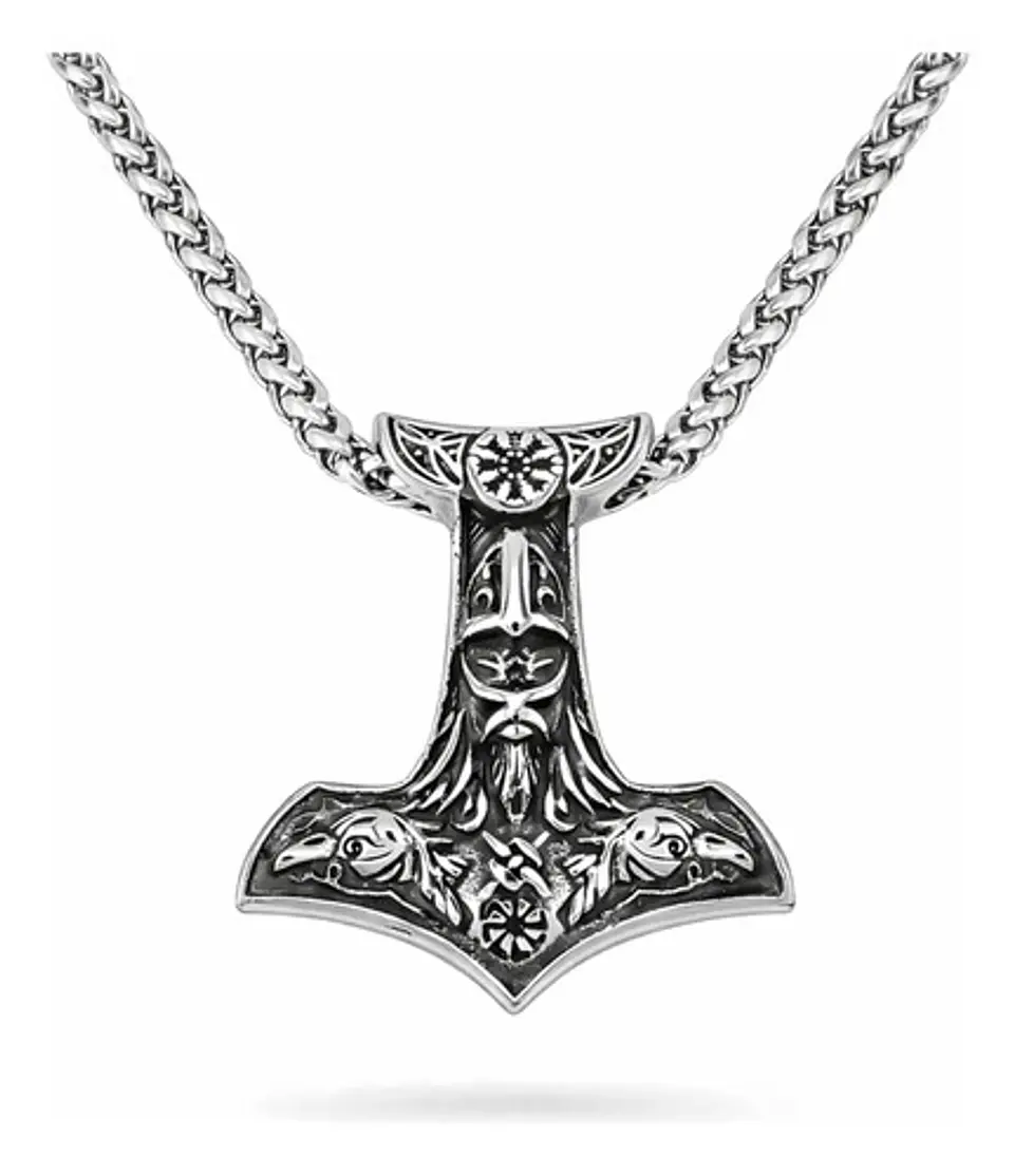 Collar Martillo Vikingo Clet Nórdico Acero Inoxidable Hombre 1