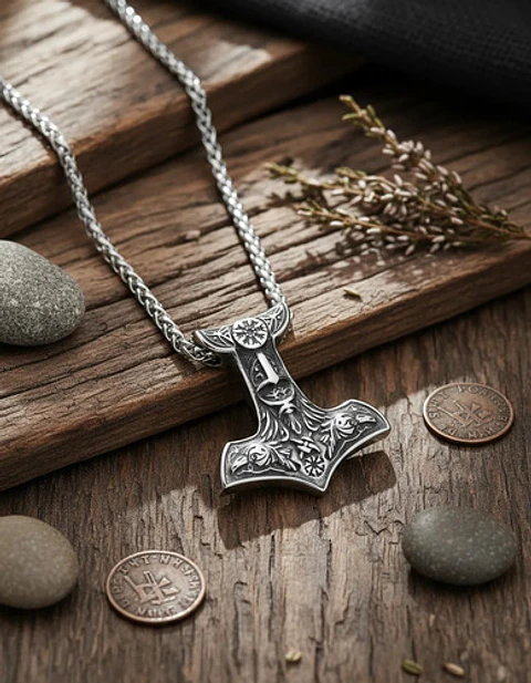 Collar Martillo Vikingo Clet Nórdico Acero Inoxidable Hombre