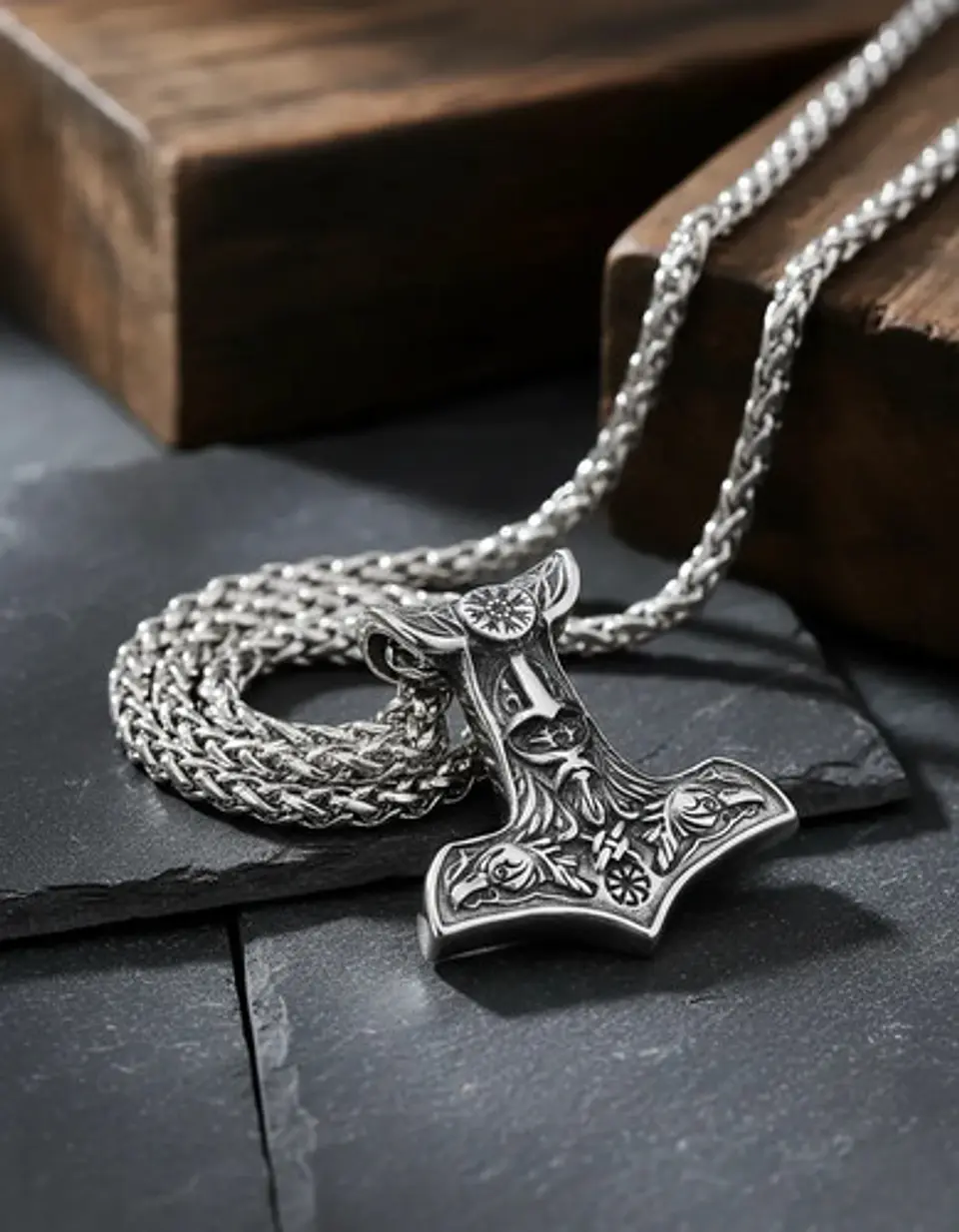 Collar Martillo Vikingo Clet Nórdico Acero Inoxidable Hombre 4