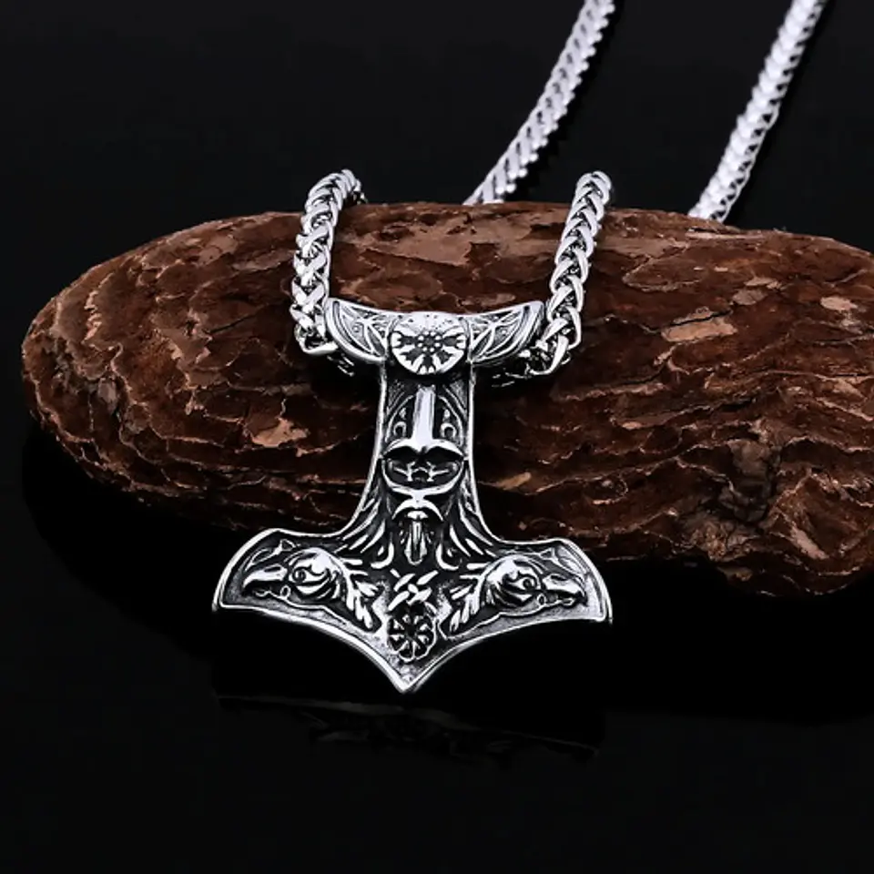 Collar Martillo Vikingo Clet Nórdico Acero Inoxidable Hombre 8