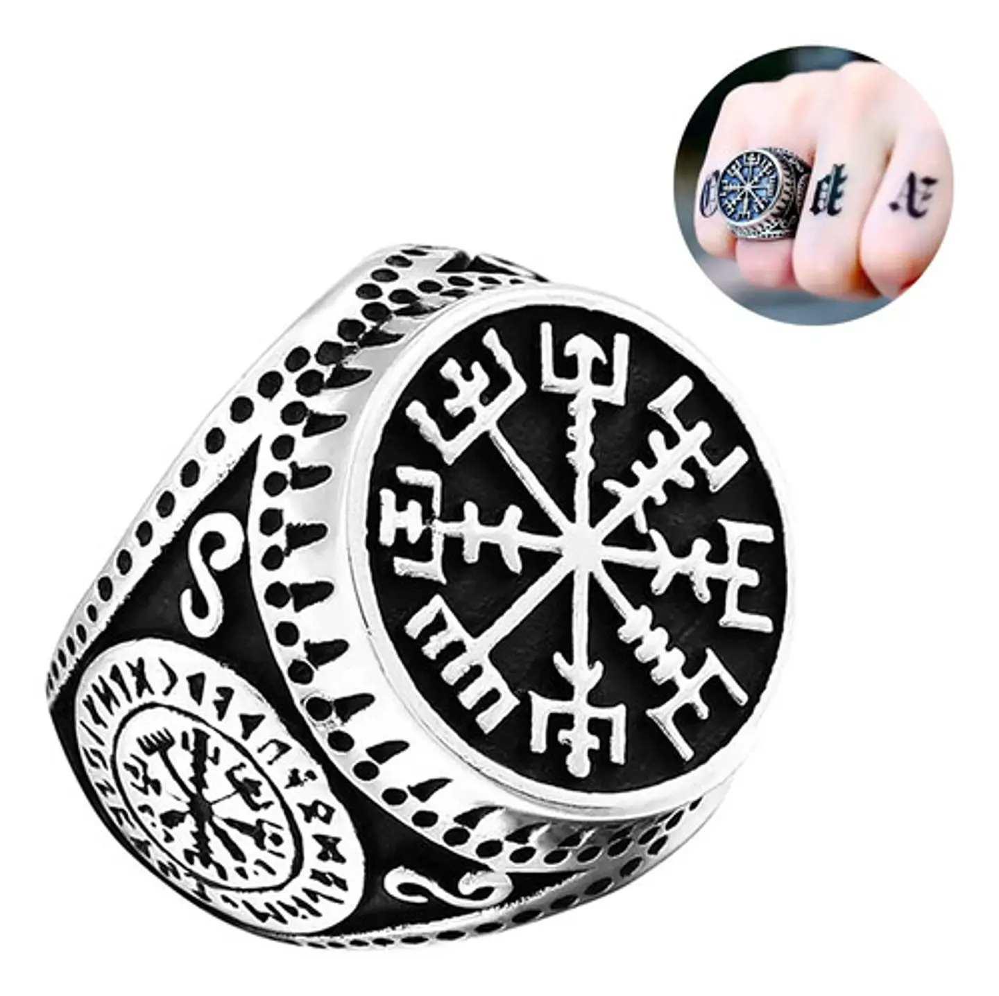 Anillo Acero Inoxidable Vikingo Berserker Color Plata Hombre 1