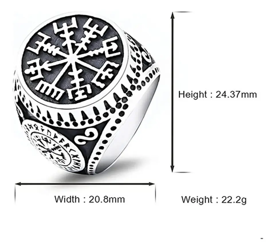 Anillo Acero Inoxidable Vikingo Berserker Color Plata Hombre 2