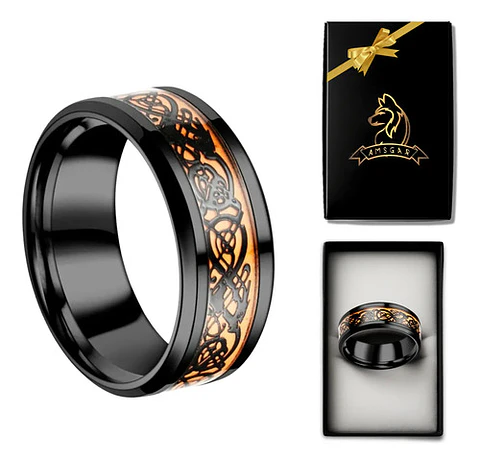 Anillo Hombre Dragón Brilla En La Oscuridad Acero Inoxidable