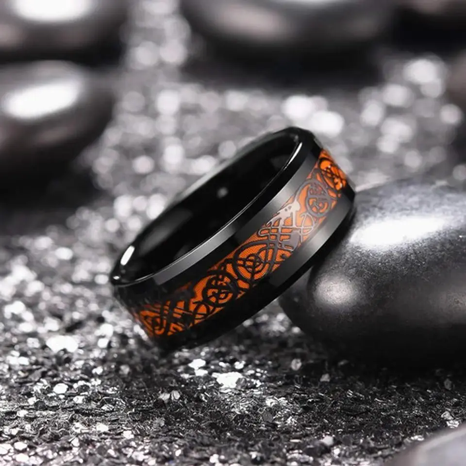 Anillo Hombre Dragón Brilla En La Oscuridad Acero Inoxidable 5