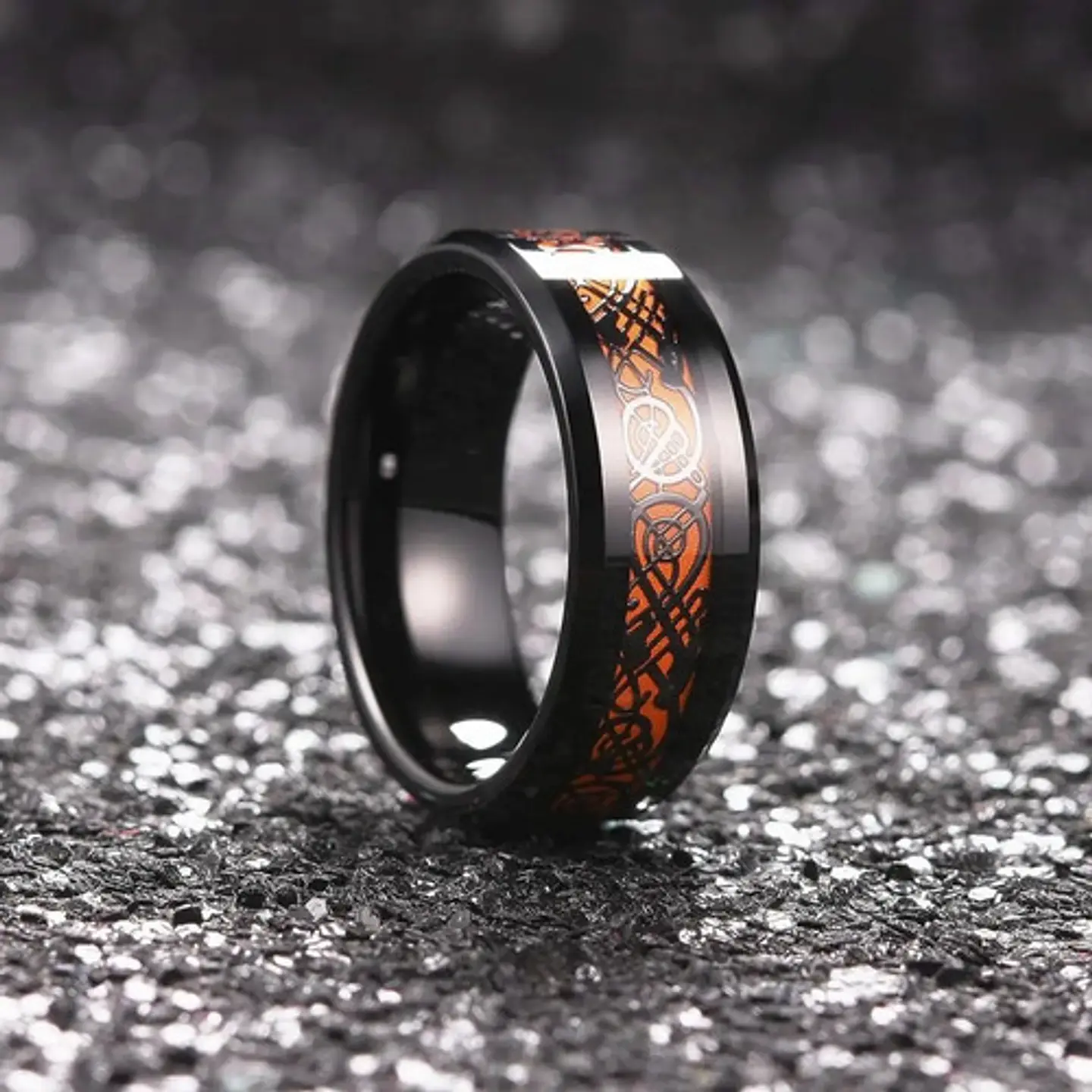 Anillo Hombre Dragón Brilla En La Oscuridad Acero Inoxidable 6