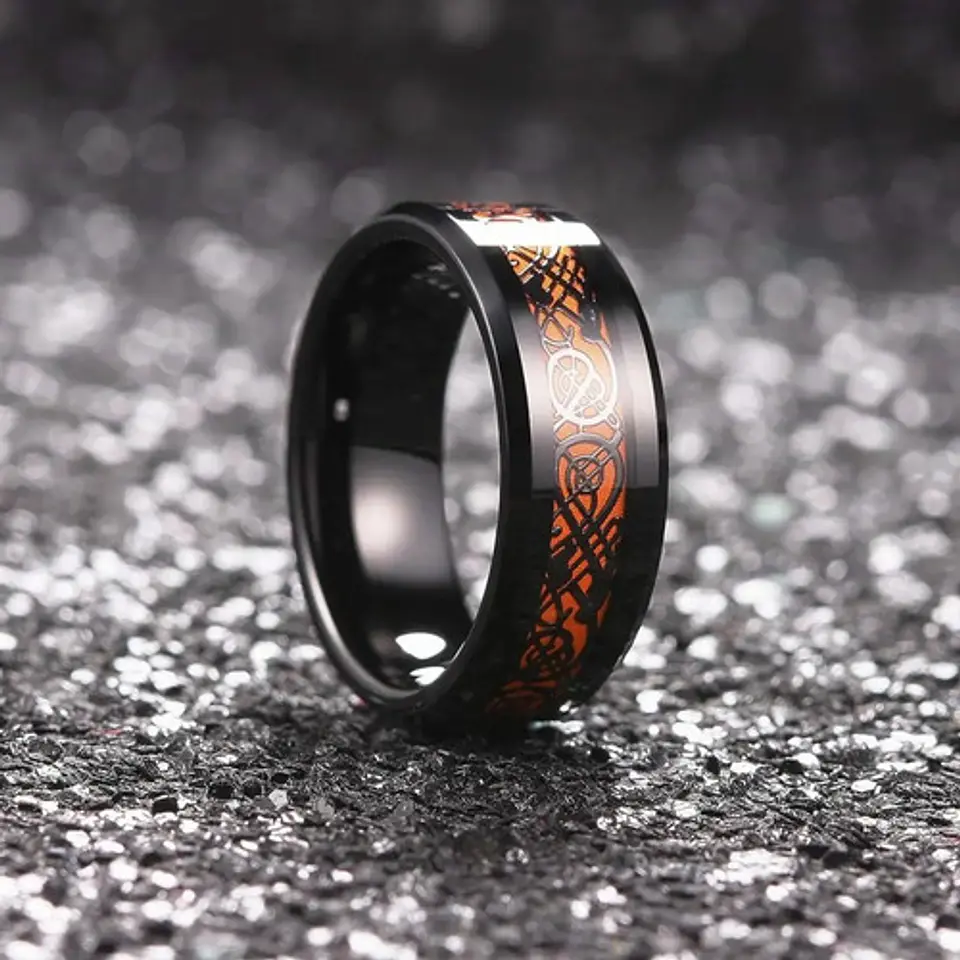 Anillo Hombre Dragón Brilla En La Oscuridad Acero Inoxidable 6