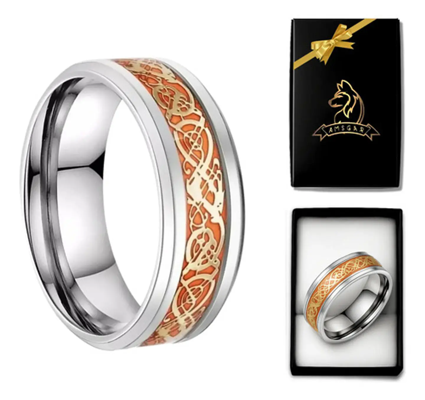 Anillo Hombre Dragón Brilla En La Oscuridad Acero Inoxidable 15