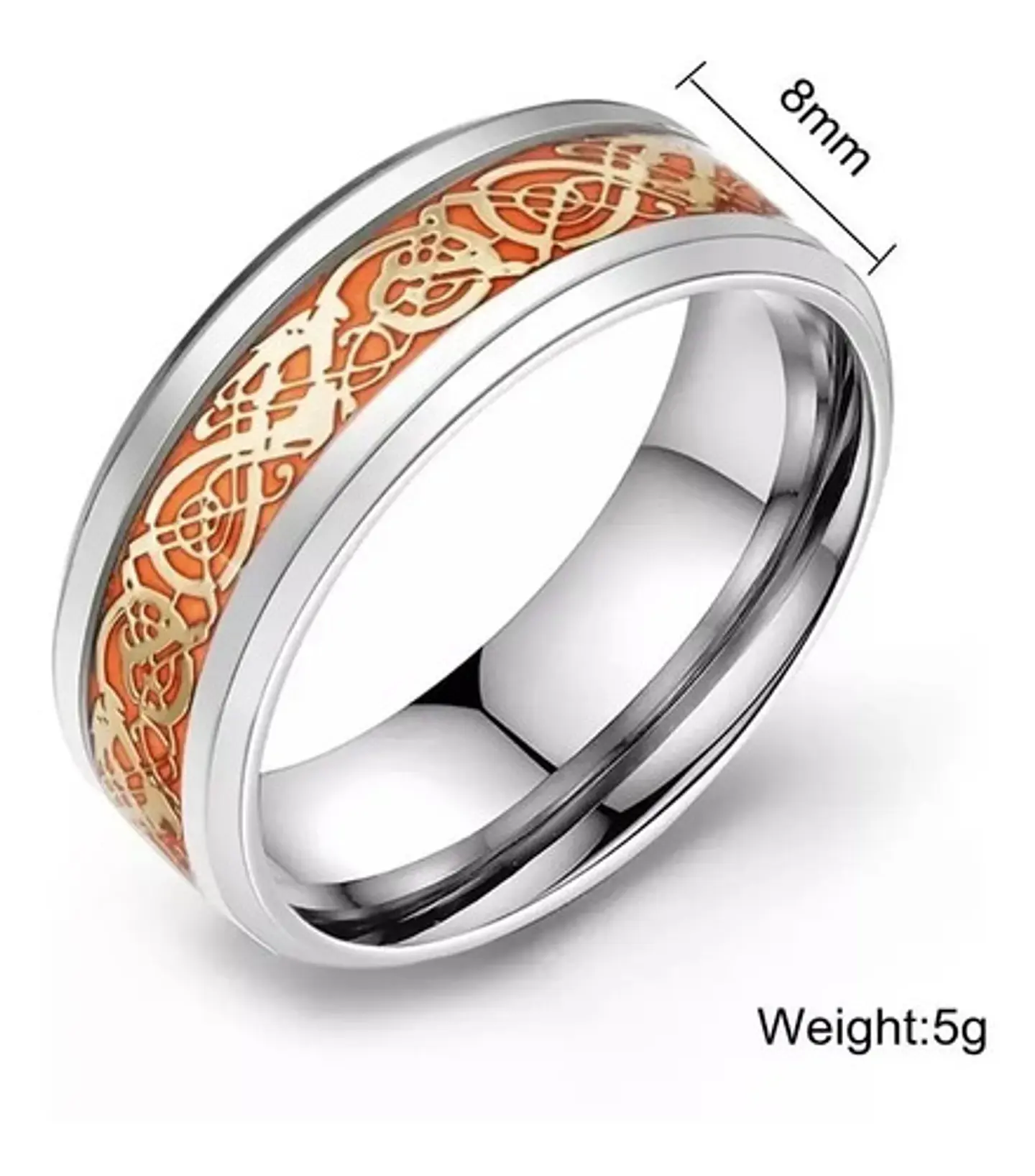 Anillo Hombre Dragón Brilla En La Oscuridad Acero Inoxidable 16