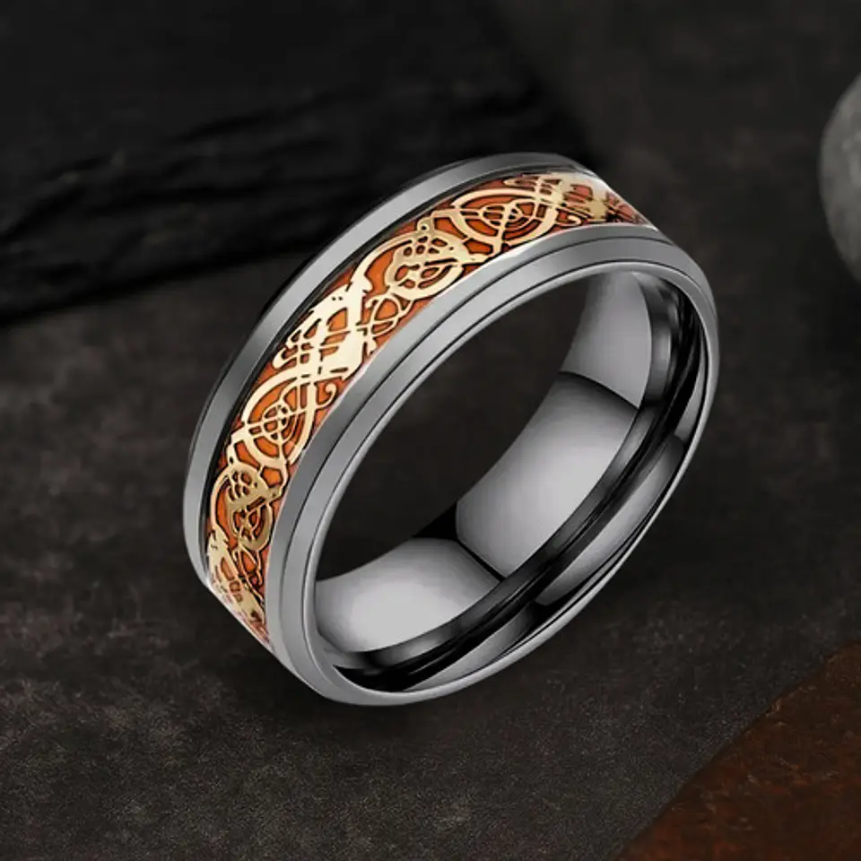 Anillo Hombre Dragón Brilla En La Oscuridad Acero Inoxidable 19