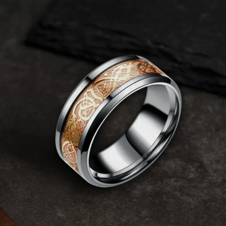 Anillo Hombre Dragón Brilla En La Oscuridad Acero Inoxidable 21