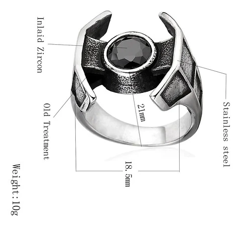 Anillo Star Wars Spacecraft Darth Acero Inoxidable Hombre